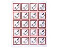 Safety Label, Corrosive Substance, Square, Black / Red on White, Polyvinyl Chloride (PVC), Warning, 20pcs